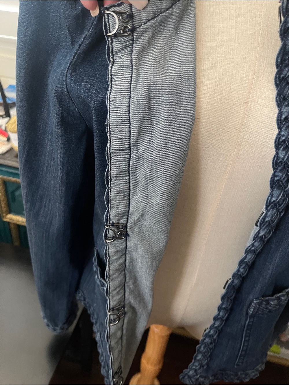 Blue Denim Braided Trim Jacket | Size Large | Australian Boutique | NWOT - Picture 7 of 11